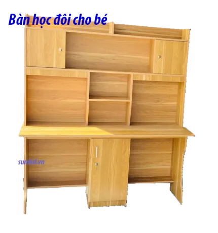 Bàn học đôi cho bé SK016 cho hai bé hoặc sinh đôi kèm giá sách