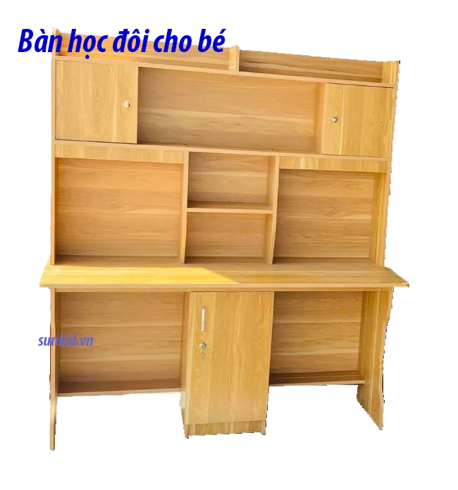 Bàn học đôi cho bé SK016 1 Bàn học đôi cho bé SK016 cho hai bé hoặc sinh đôi kèm giá sách